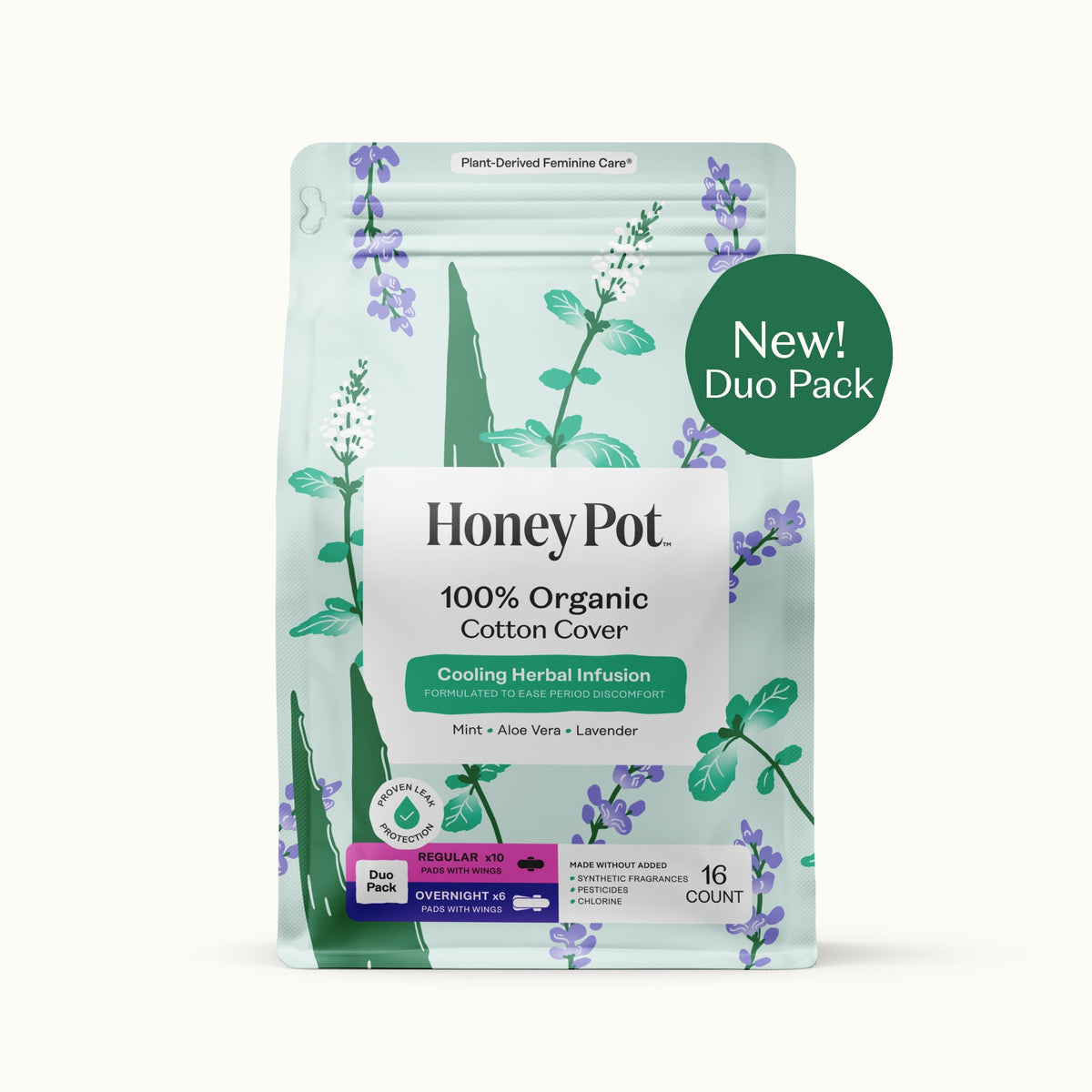 Organic Cotton Cover Cooling Regular Overnight Duo Pads