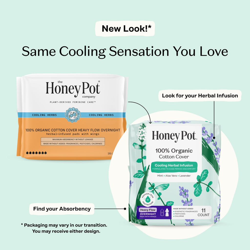 Organic Cotton Cover Cooling Herbal Infusion Heavy Flow Overnight Pads