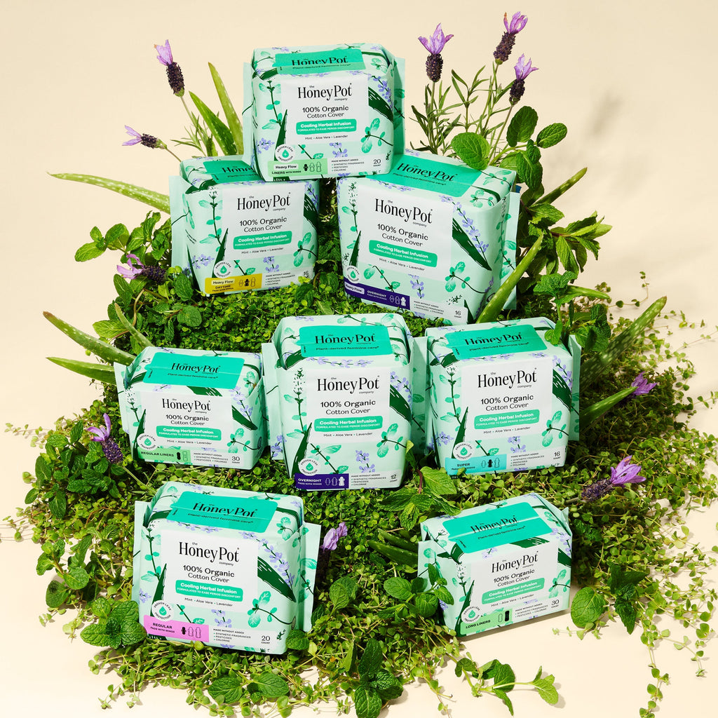 Organic Cotton Cover Cooling Herbal Infusion Heavy Flow Overnight Pads