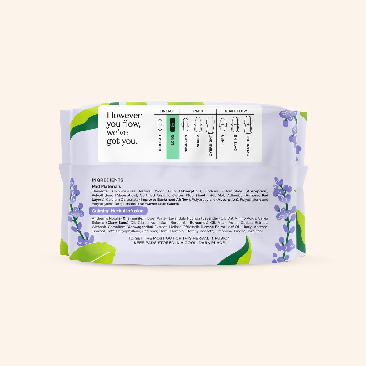 Organic Cotton Cover Calming Herbal Infusion Long Liners