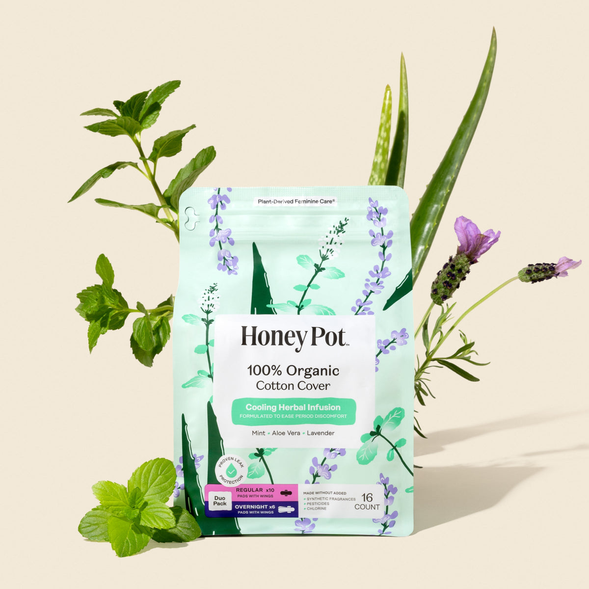 Organic Cotton Cover Cooling Regular Overnight Duo Pads